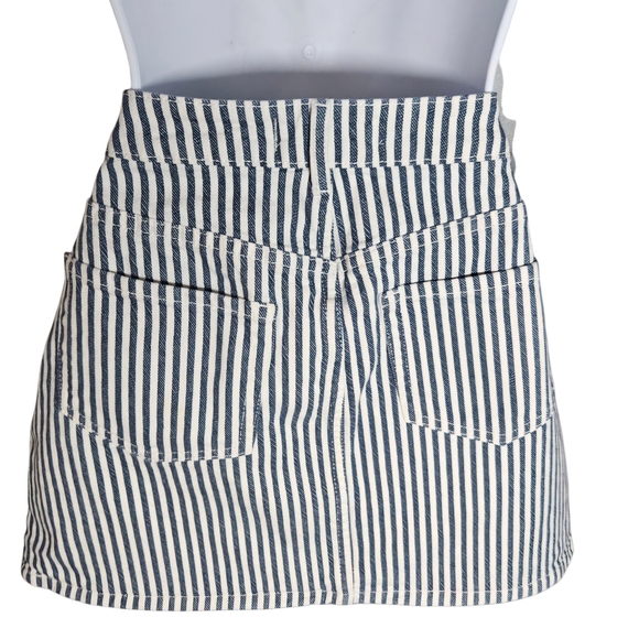 0067 Pacsun Striped Denim Blue White Mini Skirt Festival Cowgirl Y2K Size 26 - Picture 5 of 12